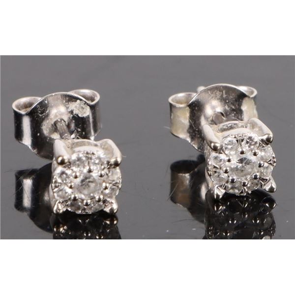 14K WHITE GOLD WHITE SAPPHIRE STUD EARRINGS