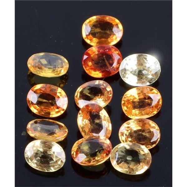 5.94CTW NATURAL YELLOW - ORANGE OVAL CUT SAPPHIRES