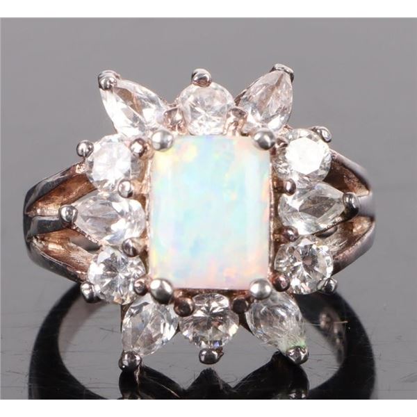 STRONG FLASH OPAL LADIES STERLING SILVER RING