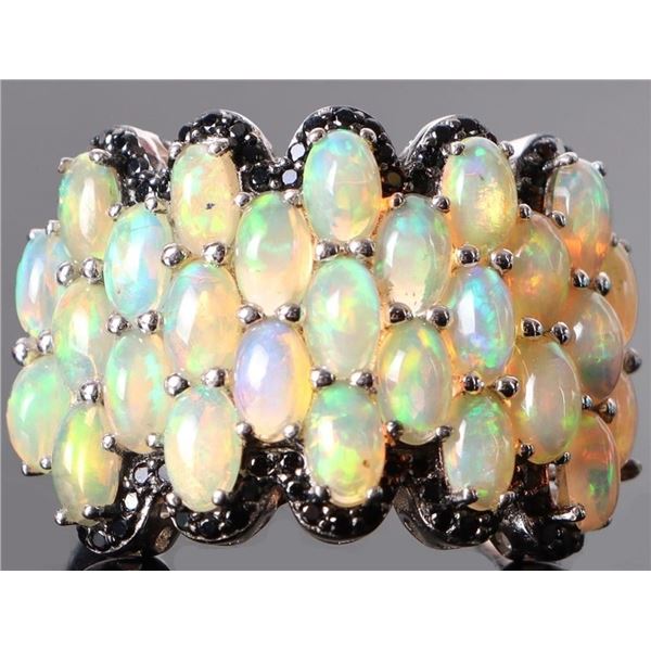 YELLOW OPAL STERLING SILVER LADIES CLUSTER RING