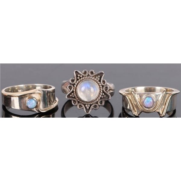 MOONSTONE & OPAL STERLING SILVER LADIES RINGS