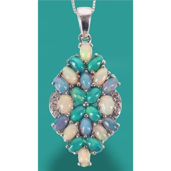 STERLING SILVER MULTICOLOR OPAL NECKLACE