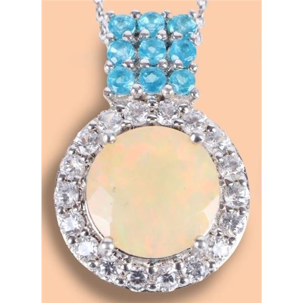 3.5CT OPAL STERLING SILVER NECKLACE