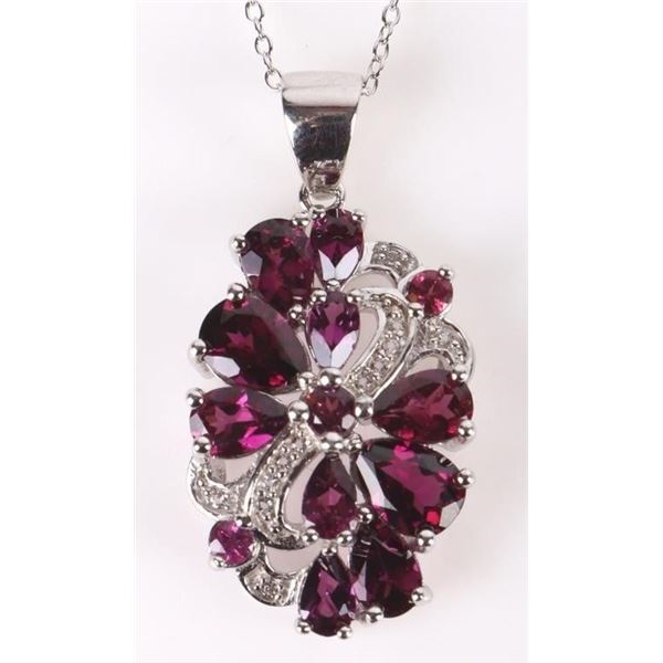 PURPLE TOURMALINE & TOPAZ LADIES PENDANT NECKLACE