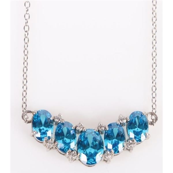 2.75CTW BLUE TOURMALINE STERLING NECKLACE