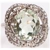 Image 1 : 12X8MM GREEN TOURAMLINE & TOPAZ SILVER RING