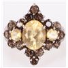 Image 1 : YELLOW CITRINE & SMOKEY QUARTZ STERLING RING