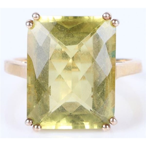 RECTANGLE ROSE CITRINE LADIES STERLING SILVER RING