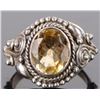 Image 1 : 2.0CT OVAL YELLOW CITRINE STERLING SILVER RING