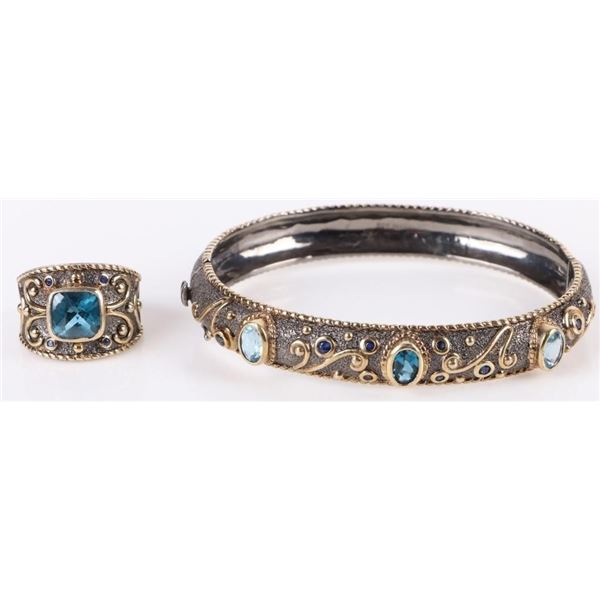 STERLING SILVER MICHAEL VALITUTTI BLUE TOPAZ SET