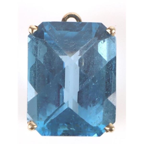 14K YELLOW GOLD 4CT BLUE TOPAZ LADIES PENDANT