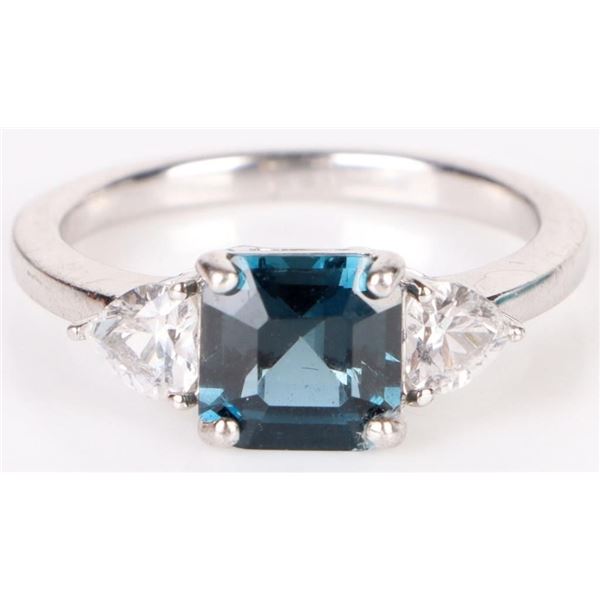 1.5CT TOPAZ & 0.50CT WHITE SAPPHIRE STERLING RING