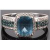 Image 1 : 14K WHITE GOLD BLUE DIAMOND TOPAZ LADIES RING