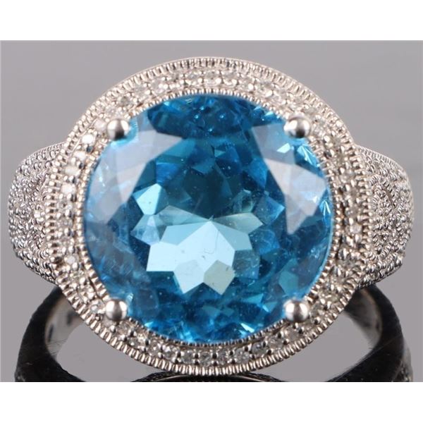 6CT BLUE TOPAZ STERLING SILVER LADIES RING