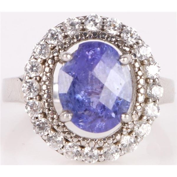 2.5CT PURPLE TANZANITE & TOPAZ STERLING RING