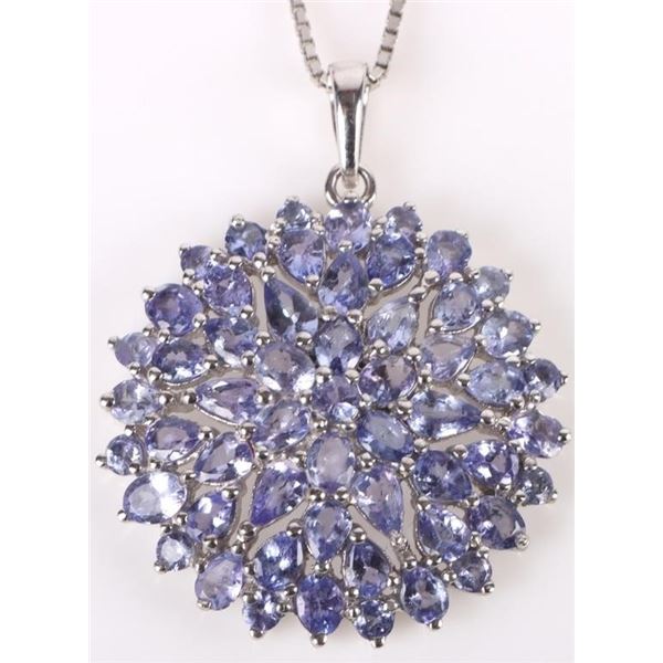 STERLING SILVER TANZANITE COCKTAIL NECKALCE