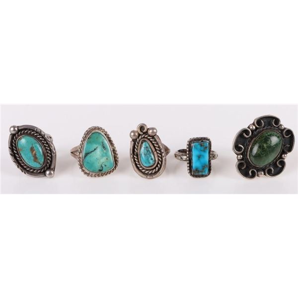 TURQUOISE NAVAJO SOUTHWEST STERLING SILVER RINGS