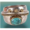 Image 1 : TURQUOISE GOLD-TONED & STERLING SILVER LADIES RING