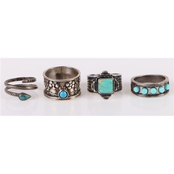 TURQUOISE SOUTHWEST STERLING SILVER LADIES RINGS