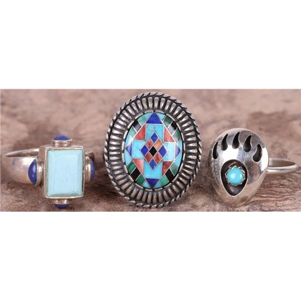 NAVAJO STERLING SILVER TURQUOISE LADIES RINGS