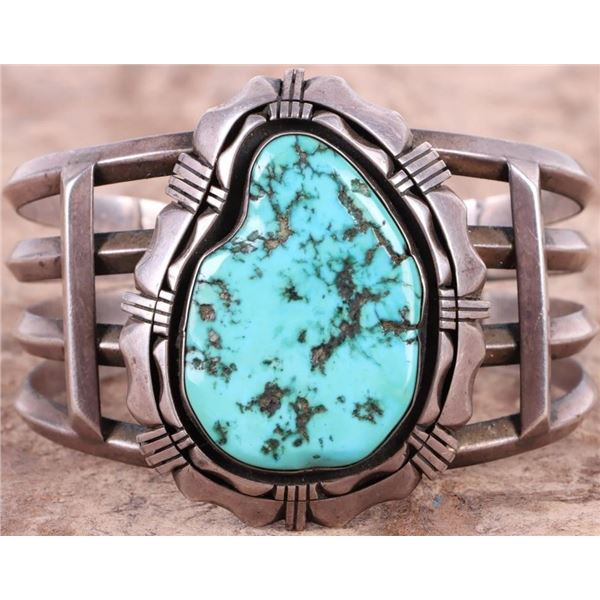 LARGE SOUTHWEST TURQUOISE STERLING CUFF