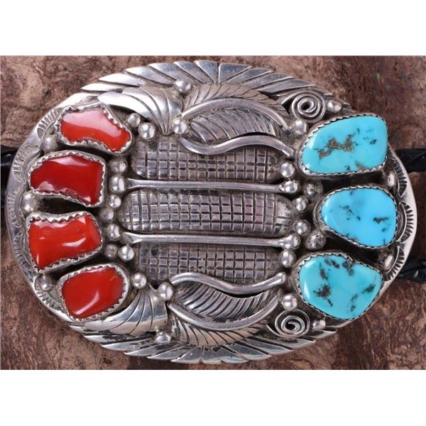 SOUTHWEST NAVAJO STERLING SILVER MEN'S BOLO TIE