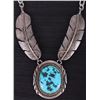 Image 1 : TURUOISE FEATHER SIGNED STERLING NECKLACE