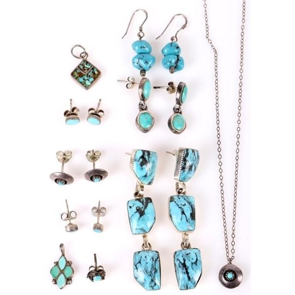 TURQUOISE STERLING LADIES JEWELRY LOT