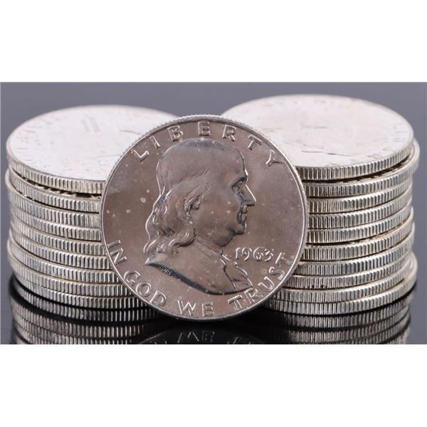 SILVER 1963 FRANKLIN HALF DOLLAR BRILLIANT UC - 20