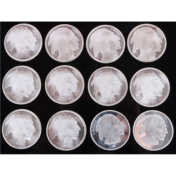 .999 FINE SILVER 1 OZT MINT BUFFALO ROUNDS - (12)