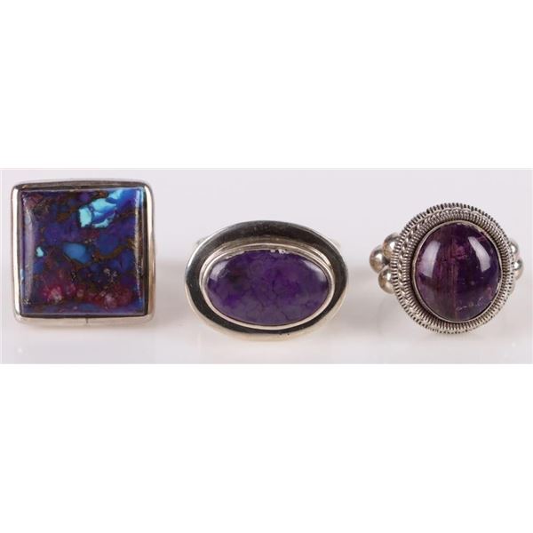 STERLING SILVER PURPLE GEMSTONE LADIES RINGS