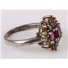 Image 4 : STERLING MULTI- GEMSTONE LADIES RING-CITRINE,JADE
