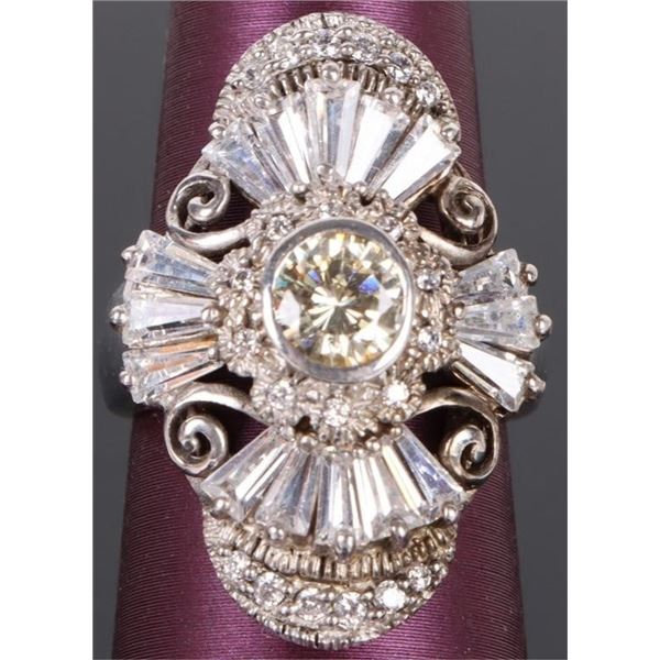 ANTIQUE EXPERT CUT-GLASS STERLING SILVER RING