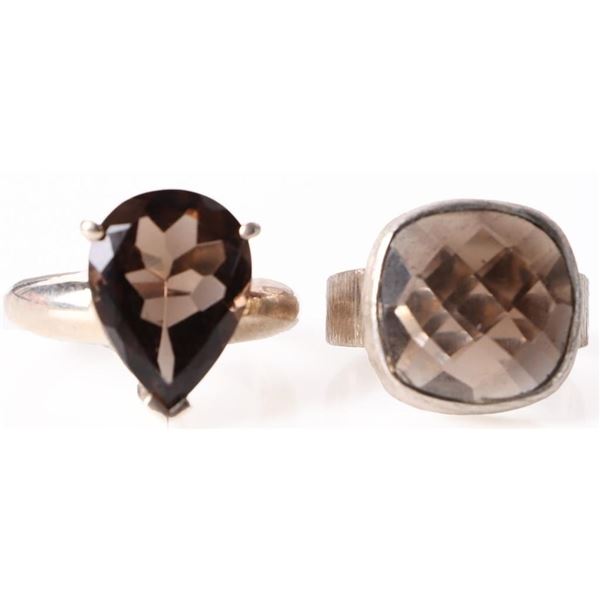 LARGE SMOKEY QUARTZ STERLING SILVER LADIES RINGS