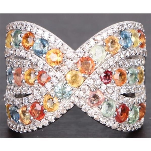 RAINBOW TOPAZ STERLING SILVER LADIES RING