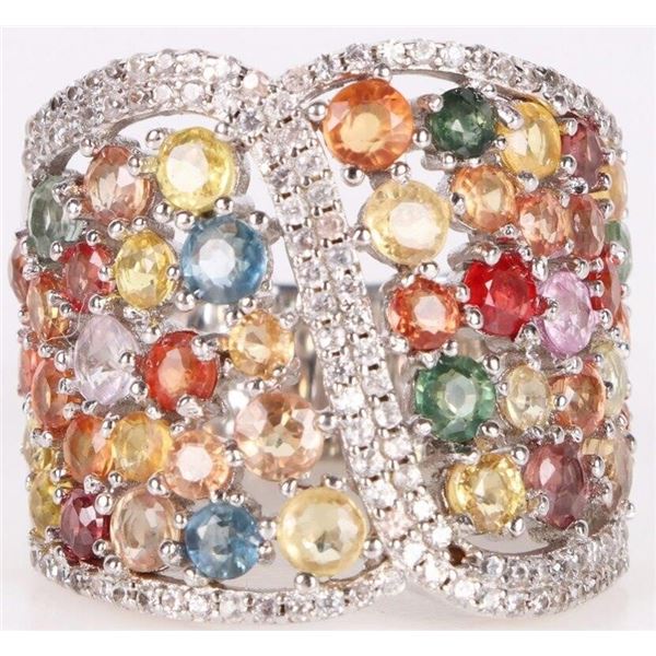 RAINBOW TOPAZ STERLING SILVER LADIES RING