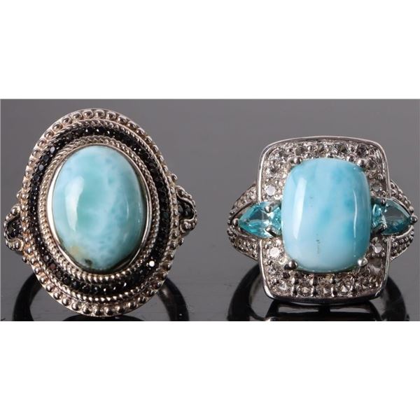 LARIMAR & TOPAZ STERLING SILVER LADIES RINGS