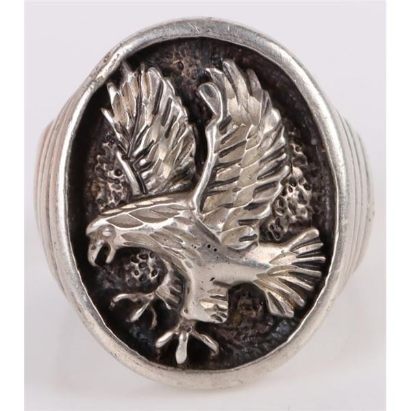 HEAVY OTTO STERLING SILVER EAGLE MEN'S RING