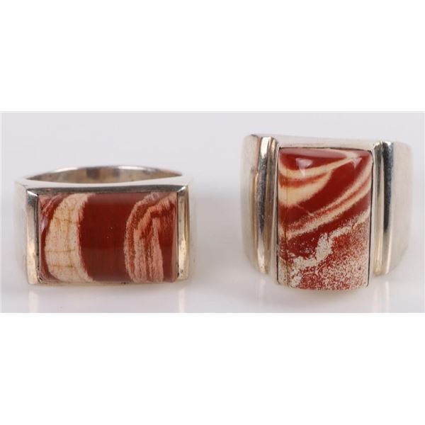 WHITE LACE JASPER STERLING SILVER MEN'S RINGS