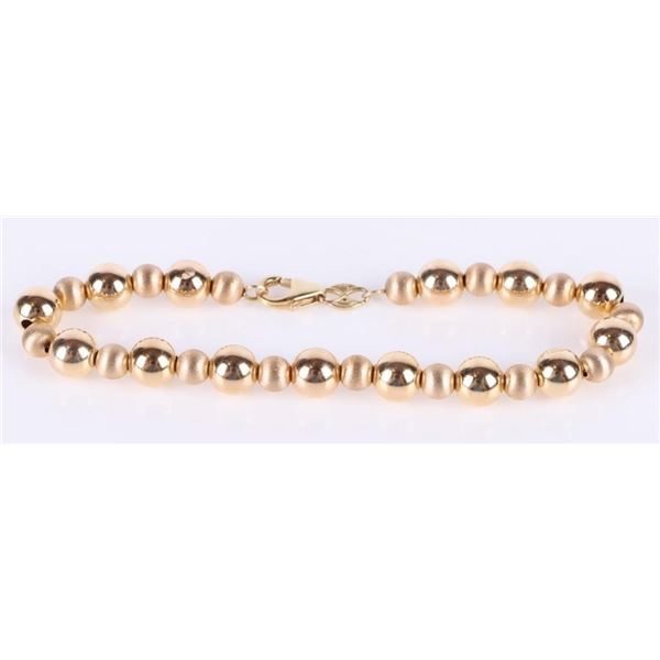 14K YELLOW GOLD ALTERNATING BEAD LADIES BRACELET