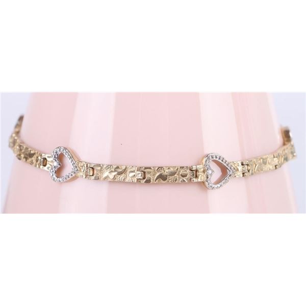 18K YELLOW & WHITE GOLD HEART LADIES BRACELET