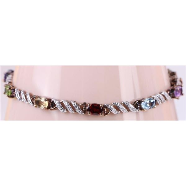 ASSORTED GEMSTONE STERLING SILVER BRACELET