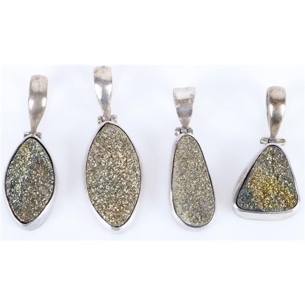 PYRITE STERLING SILVER NECKLACE CHARMS LOT OF 4