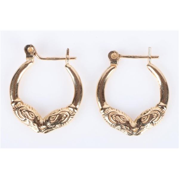 14K YELLOW GOLD HUGGIE LADIES HOOP EARRINGS