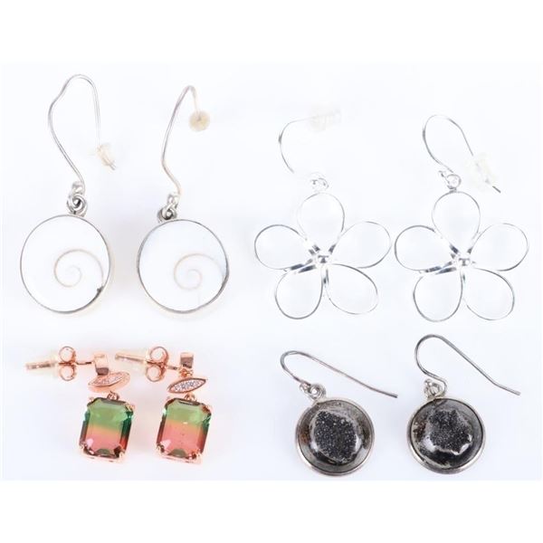 STERLING SILVER LADIES EARRINGS LOT OF 4