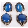 Image 1 : STERLING SILVER BLUE CHALCEDONY CABOCHON EARRINGS