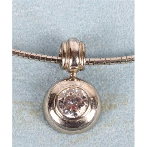 STERLING SILVER NECKLACE WITH GEMSTONE PENDANT