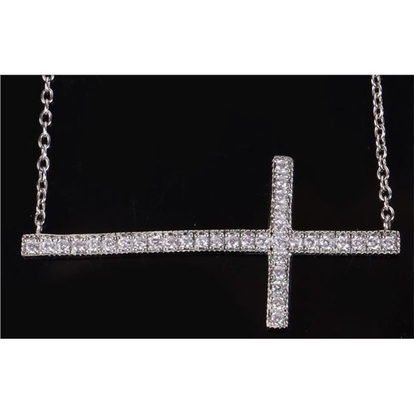 STERLING SILVER SIDEWAYS CROSS NECKLACE
