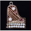 Image 3 : 14K YELLOW GOLD PEARL & RUBY PIANO PENDANT