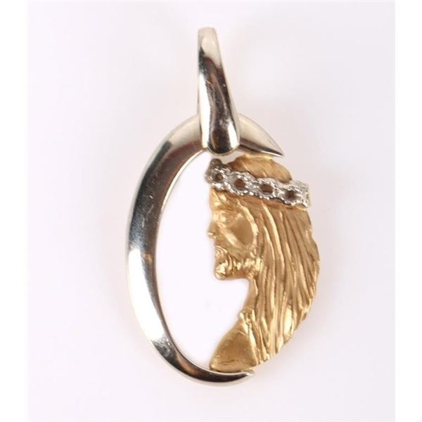 18K YELLOW & WHITE GOLD JESUS PENDANT